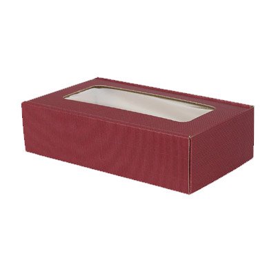 2 Bottle Box Fluted Card (Burgundy / Window)